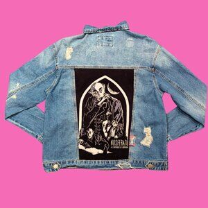 Nosferatu Upcycled T-Shirt Denim Jacket Size M